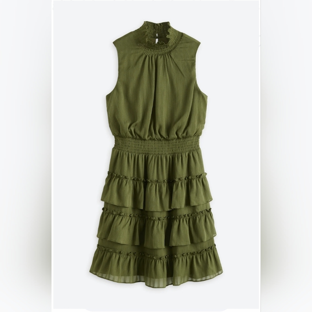 The General Good Faith Mock Neck Tier Hem Dress